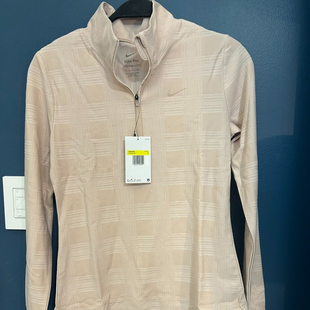 NWT Long-sleeve T-shirt Nike Pro Therma-FIT Women 's 1/2-Zip Top Light Pink Sm